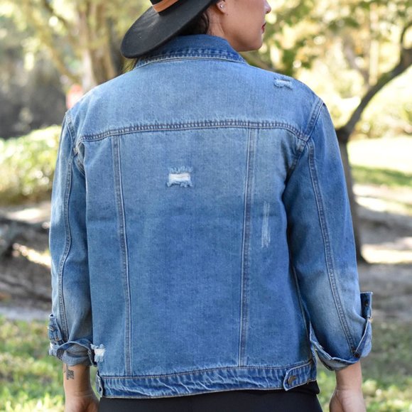 Distressed Oversized Jean Jacket - Picture 5 of 5